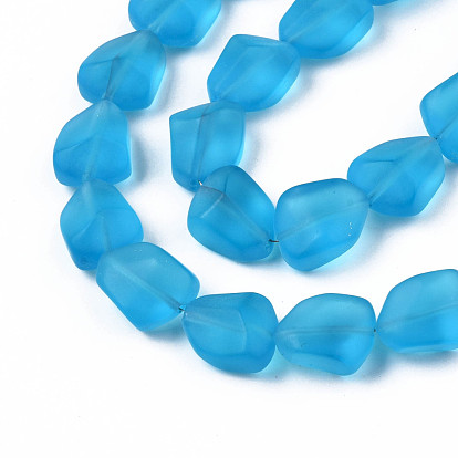 Transparent Frosted Glass Beads Strands, Nuggets