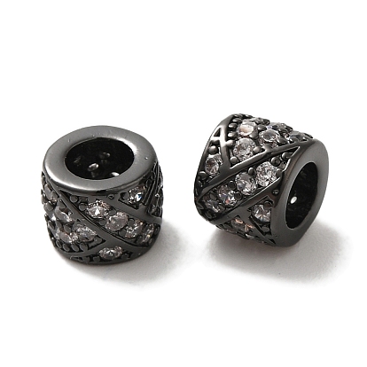 Колонна с ромбами латунные микропаве кубические цирконии европейские бусины, бусины с большим отверстием, долговечный, без кадмия и без свинца