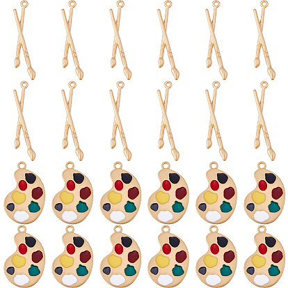 24 шт 2 стили подвески из сплава, подвески в виде кисти и эмалевой палитры