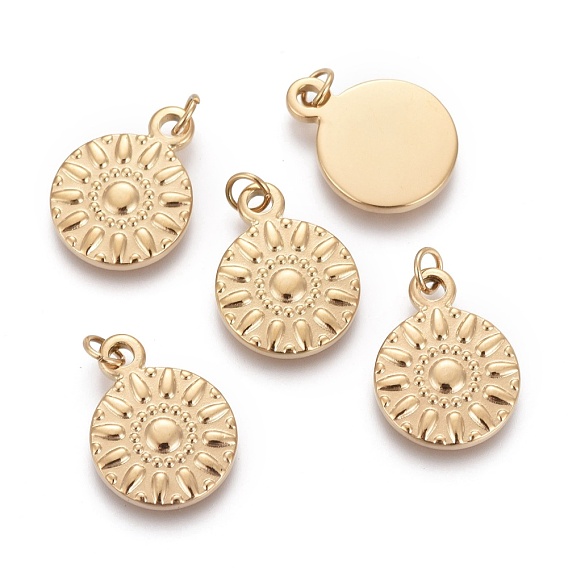 Ионное покрытие (ip) 304 подвески из нержавеющей стали, с целью перехода в кольце, плоские круглые с солнцем