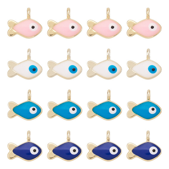 40Шармы из сплава эмали, без кадмия и без свинца, золотой свет, рыба с оберегом от сглаза