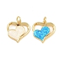 Brass & Synthetic Opal Pendants, Heart Charms, Long-Lasting Plated, Lead Free & Cadmium Free, Rack Plating, Real 18K Gold Plated