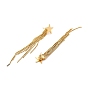 Rack Plating Brass Star Ear Studs, Long-Lasting Plated Tassel Earring for Women, Cadmium Free & Lead Free
