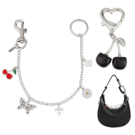 Подвески из сплава с эмалью, с подвесками из смоляного железа, цепочками для кошельков и железными брелоками с разрезным креплением, аксессуары для замены сумок, бабочка