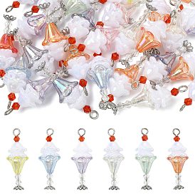 30 Pièces de perles en acrylique et en verre & 304 Pendentifs en acier inoxydable, avec les accessoires en fer