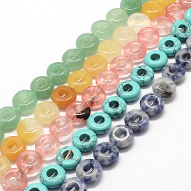 Donut Natural & Synthetic Mixed Stone Bead Strands, 10x4~5mm, Hole: 1mm, about 20pcs/strand, 7.8 inch
