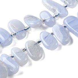Natural Blue Lace Agate Beads Strands, Nuggets