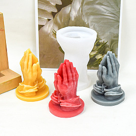 Praying Hands Religion Theme DIY Candle Silicone Molds, for Scented Candle Making