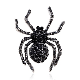 Zinc Alloy Brooch, with Rhinestone, Spider