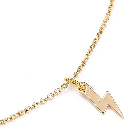 Brass Pendant Necklaces, with 304 Stainless Steel Lobster Claw Clasps, Lightning Bolt