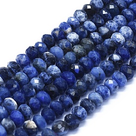 Natural Sodalite Beads Strands, Faceted, Rondelle