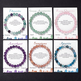 Gemstone Beaded Stretch Bracelets, Round