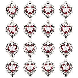 24 шт. Подвески из сплава эмали, со стразами, сердце с подвеской в виде бабочки
