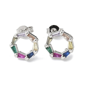 Серьги-гвоздики из латуни с микрокубическим цирконием, долговечный, без свинца и без кадмия, кольцо