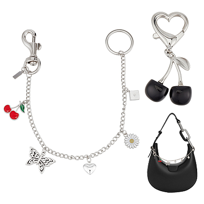 Подвески из сплава с эмалью, с подвесками из смоляного железа, цепочками для кошельков и железными брелоками с разрезным креплением, аксессуары для замены сумок, бабочка