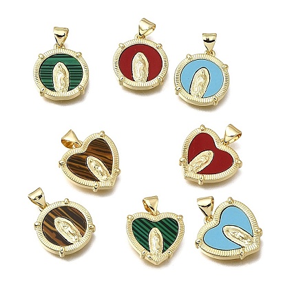 Латунные подвески из акрила, образец Девы Марии, реальный 16 k позолоченный