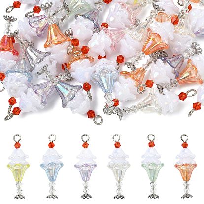 30 Pièces de perles en acrylique et en verre & 304 Pendentifs en acier inoxydable, avec les accessoires en fer