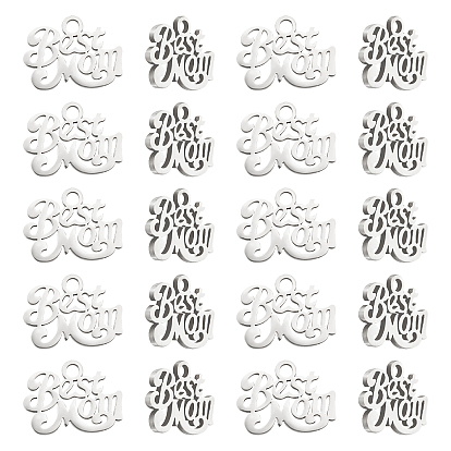 Mother's Day Theme, 304 Stainless Steel Charms, Phrase Best Mom