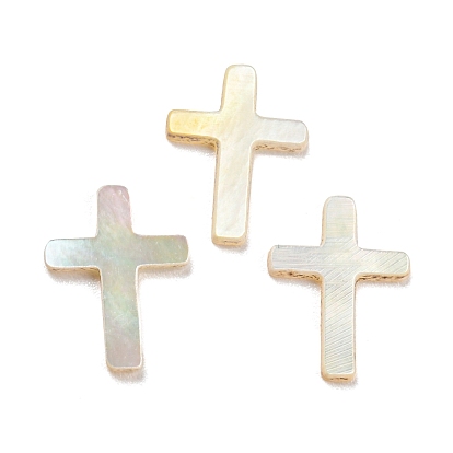 Natural Sea Shell Cabochons, Religion Cross