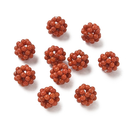 Cuentas tejidas de ágata roja natural del sur, perlas de racimo, rondo