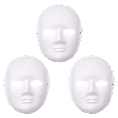 3шт. пустые человеческие маски, Самодельная бумажная маска для косплея, маскарадной вечеринки, аксессуар для костюма.