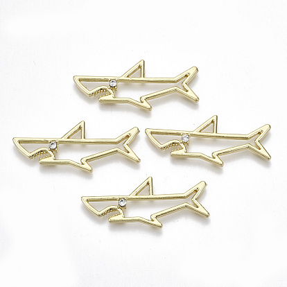 Cabochons de lunette arrière ouverte en alliage de placage à crémaillère, pour diy uv résine, une résine époxy, Bijoux à fleurs pressées, avec strass, sans cadmium et sans plomb, requin