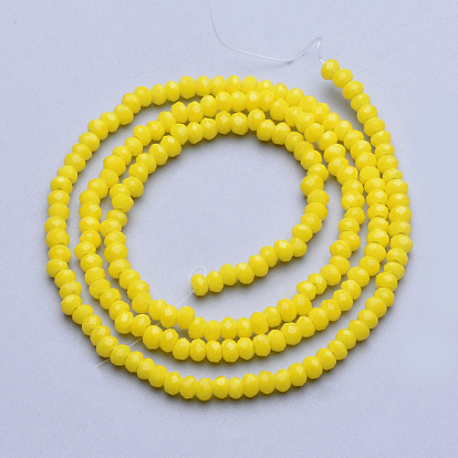 Opaque Glass Beads Strands, Imitation Jade, Faceted, Rondelle