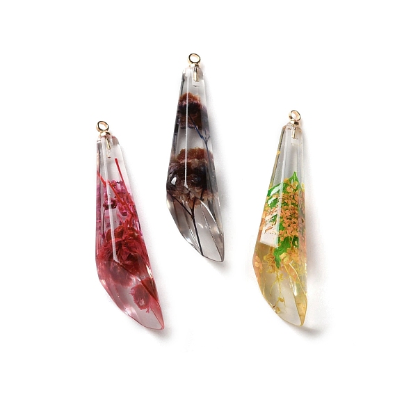 Подвески из прозрачной смолы с сухоцветами, с латунной найти