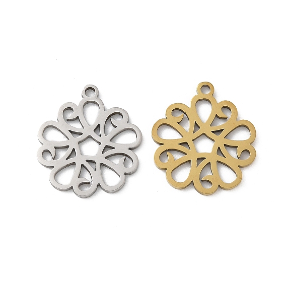 201 подвески из нержавеющей стали, цветочный шарм, лазерная резка, ионное покрытие (ip)