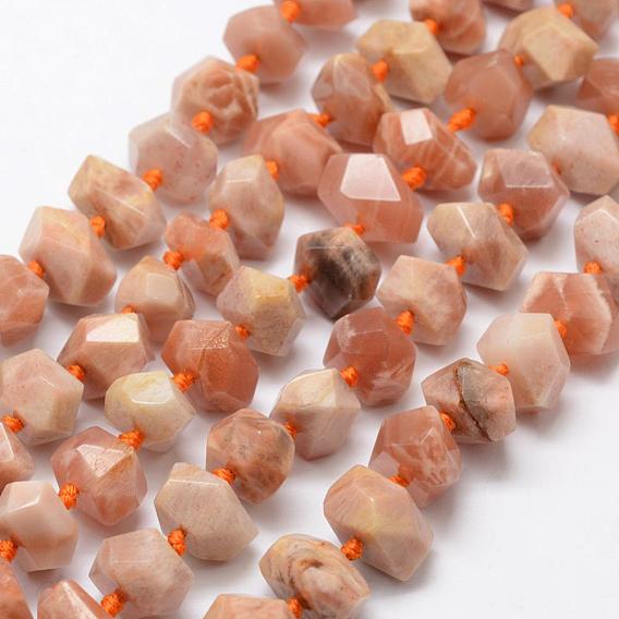 Natural Sunstone Beads Strands, Faceted, Nuggets