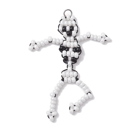 Seed Beads Beaded Charms, Skull Pendants