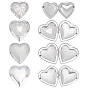 8Pcs 4 Styles 304 Stainless Steel Locket Pendants, Photo Frame Charms for Necklaces, Heart