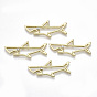 Rack Plating Alloy Open Back Bezel Cabochons, For DIY UV Resin, Epoxy Resin, Pressed Flower Jewelry, with Rhinestone, Cadmium Free & Lead Free, Shark