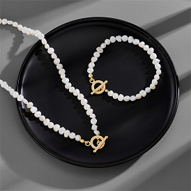 Natural Freshwater Pearl Choker Necklace with 14K Gold Clasp - Unique Design
