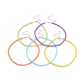 Стекла семян бисера ожерелья, с застежками из когтя лобстера и железным сплавом