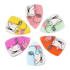 Полупрозрачные подвески из ацетата целлюлозы (смолы), 3 d распечатано, треугольник с женщиной