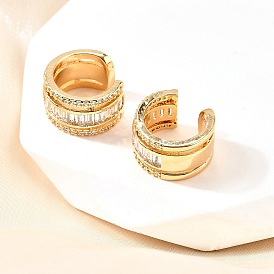 Латунные серьги-манжеты из прозрачного кубического циркония, c-образный