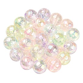 Textured UV Plating Rainbow Iridescent Transparent Acrylic Beads, Round