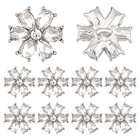 10 шт. 1 пуговицы с хвостовиком из сплава с отверстиями, со стеклом, платина