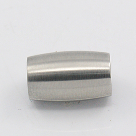 Matte 304 Stainless Steel Magnetic Clasps with Glue-in Ends, Barrel, 14x9mm, Hole: 6mm