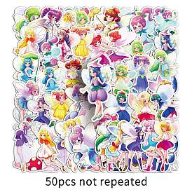 50Pcs Fairy PET Stickers, Self-adhesive Decals, for Suitcase, Skateboard, Refrigerator, Helmet