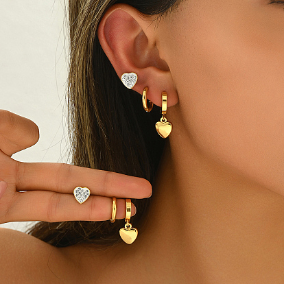 3 парные модные комплекты сережек из нержавеющей стали в форме сердца и бабочки