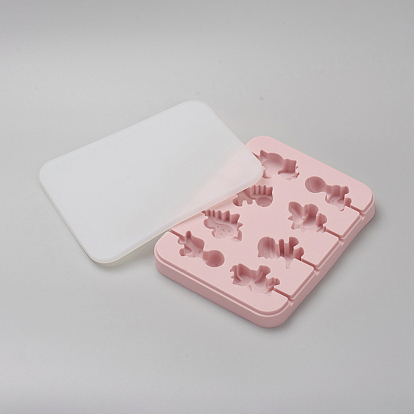 Lollipop Food Grade Silicone Molds, DIY Candy Molds, with Plastic Lids, for Kids Baking Birthday Party, Dinosaur & Tortoise