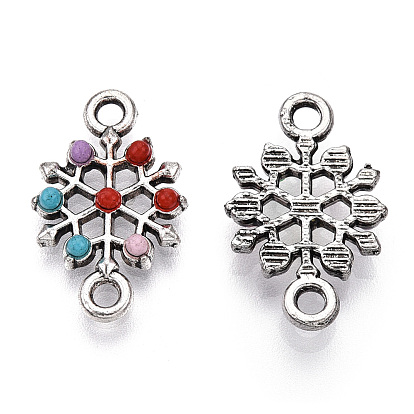 Alloy Connector Charms, Snowflake Links with Colorful Dyed Synthetic Turquoise