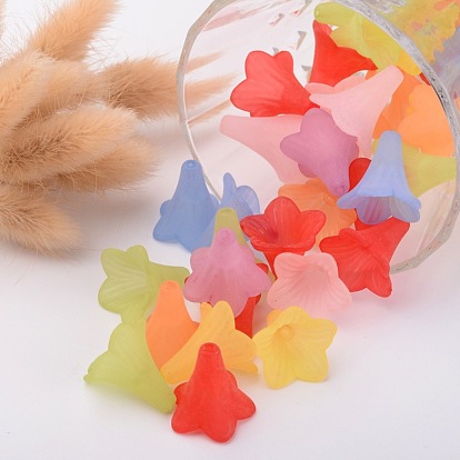 Transparent Acrylic Beads, Flower, Frosted, 23x21mm, Hole: 1.5mm