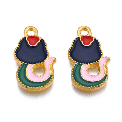 Crémaillère placage pendentifs en émail d'alliage, sans cadmium et sans plomb, or, serpent