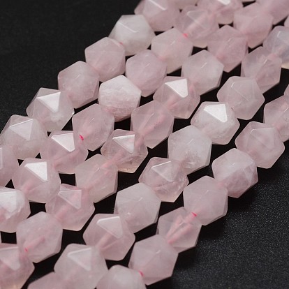 Natural Madagascar Rose Quartz Beads Strands, Faceted, Star