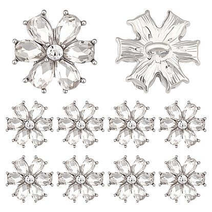 10 шт. 1 пуговицы с хвостовиком из сплава с отверстиями, со стеклом, платина