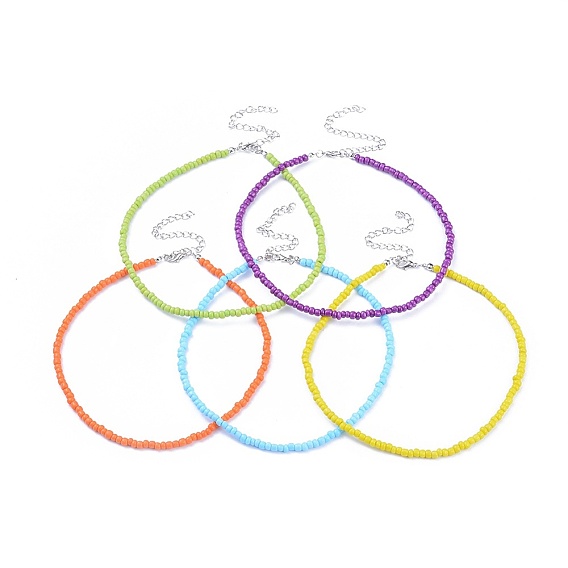 Стекла семян бисера ожерелья, с застежками из когтя лобстера и железным сплавом