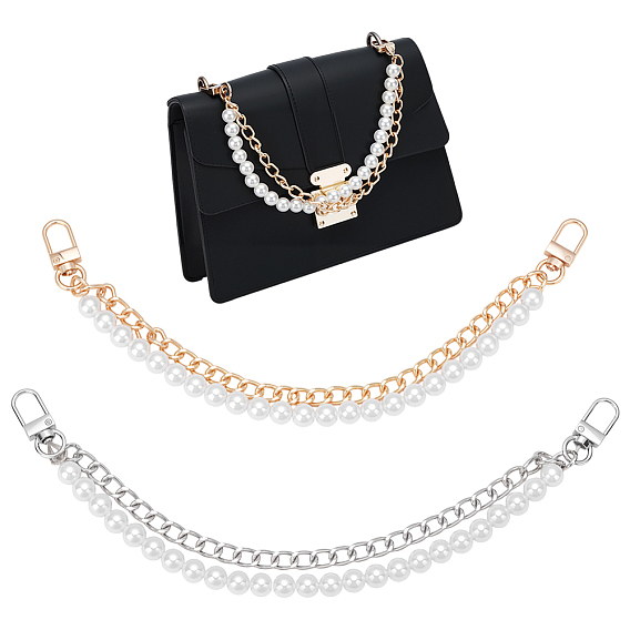 2 шт. 2 цвета АБС-пластик, имитация жемчуга, удлинители для ремней для сумочек, С результатами железа и сплавов